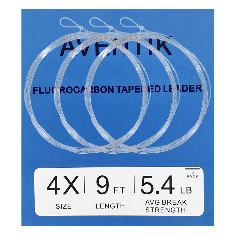 Aventik 3PC AventikFly Fishing Tapered Leader Premium Fluorocarbon Fly Fishing Line Leaders Pro-Tied Looped Freshwater/Saltwater 9ft Fly Fishing Leaders X0 to X7 (7X-2.2LB) - Image 1